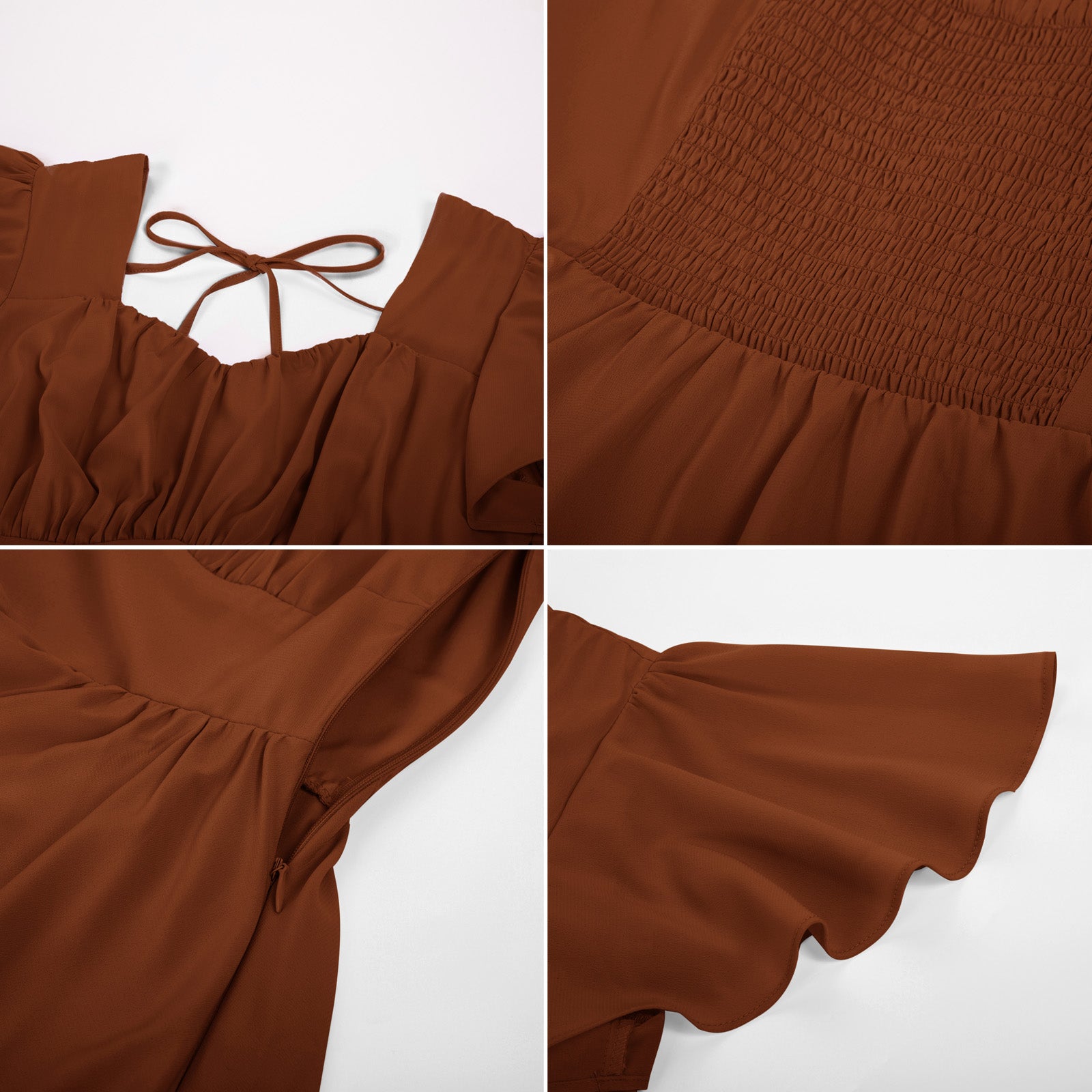 Square Neck Tiered Ruffle Dress 2023 Summer Vintage  A-line Swing Midi Dress