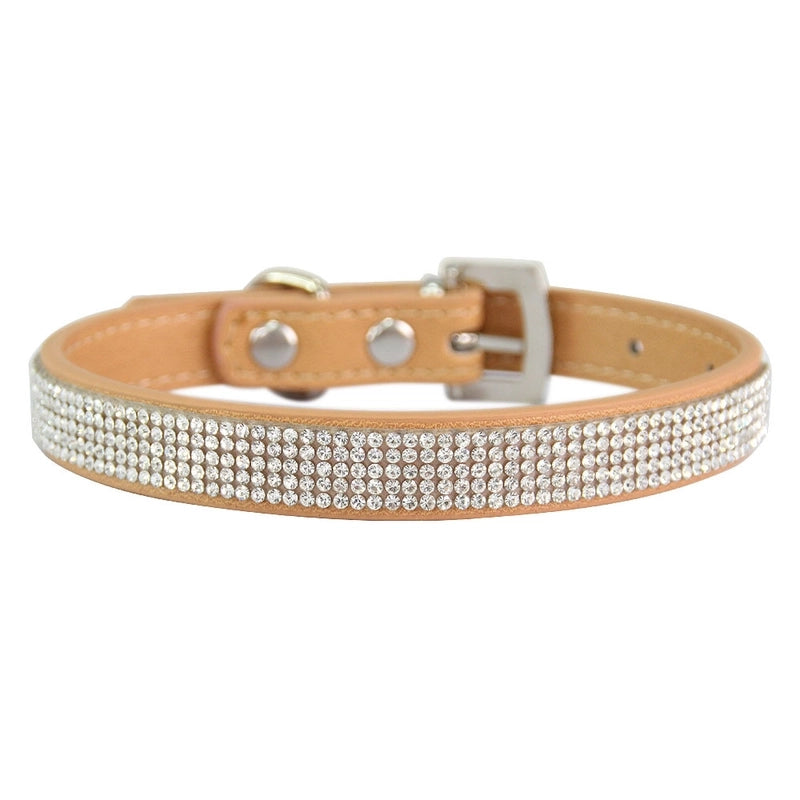 Fashion Solid Color Pu Inlaid Rhinestone Pet Dog Collar