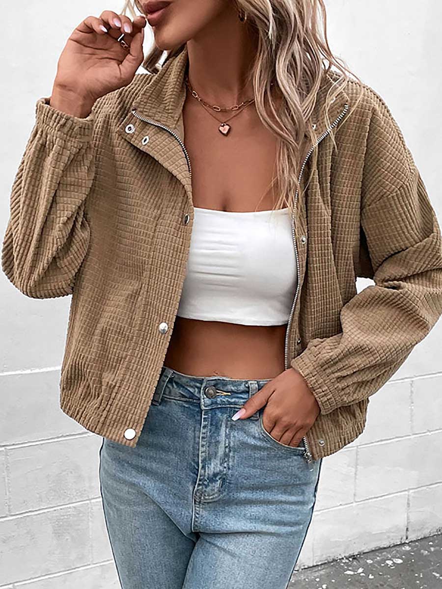 Stand-up Jacket Corduroy Short Coat