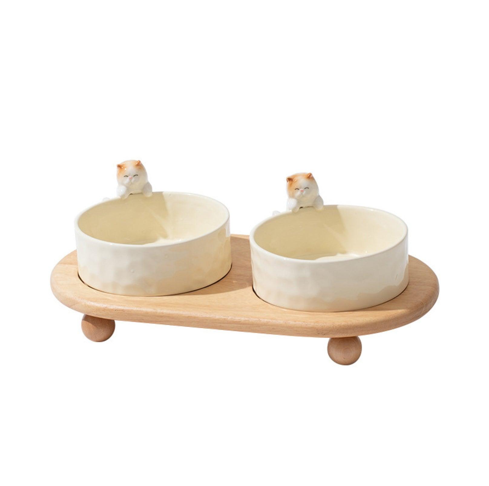 Nordic-style 3D Sculpture Ceramic Cat and Small Dog Bowl