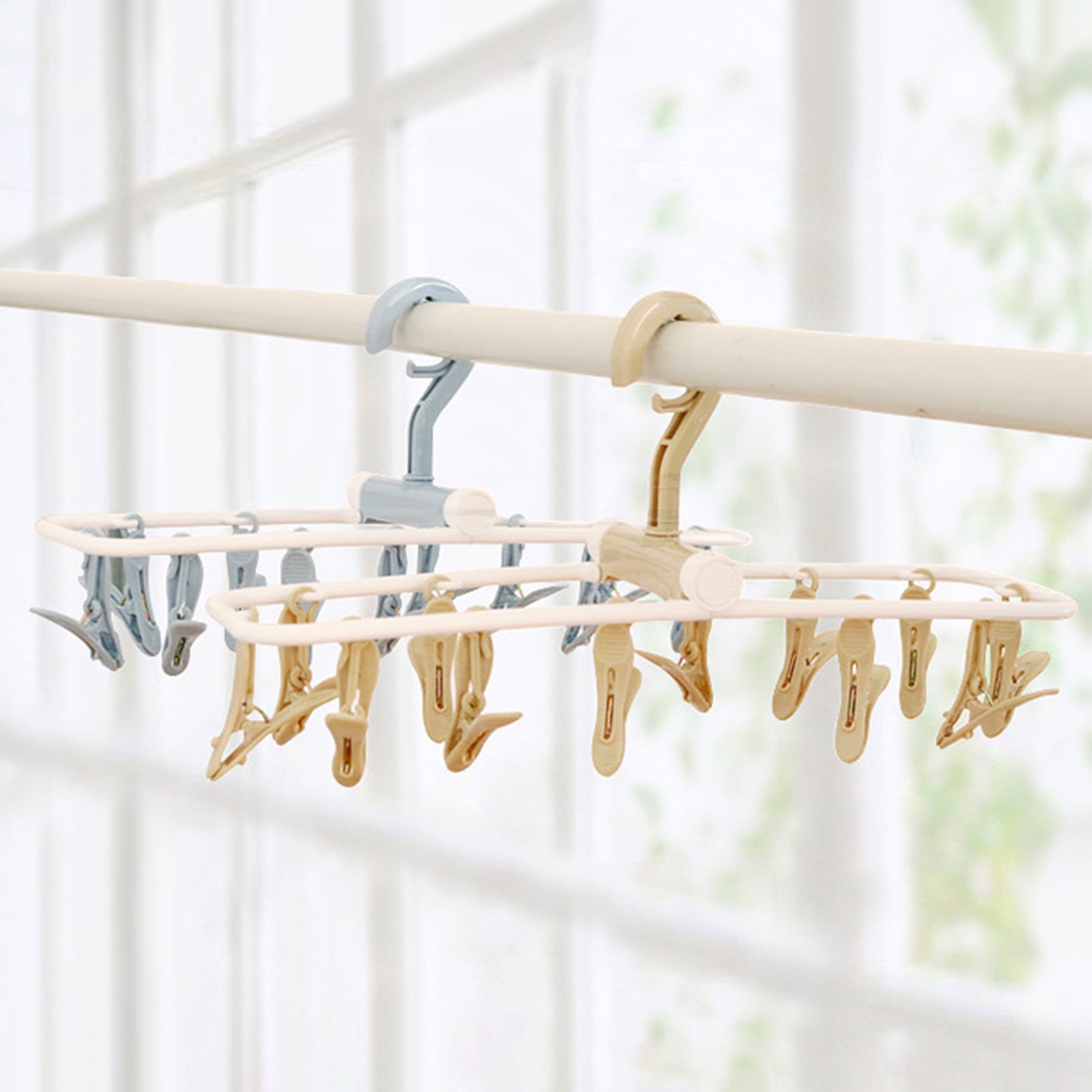 Foldable Baby Clothing & Laundry Hanger 12 Clips