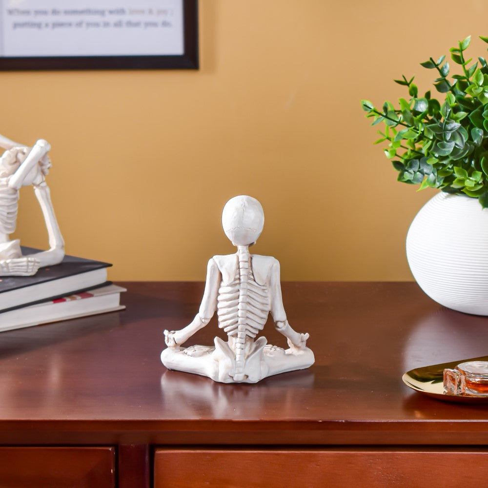 Yoga Skeleton Showpiece White Set Of 3