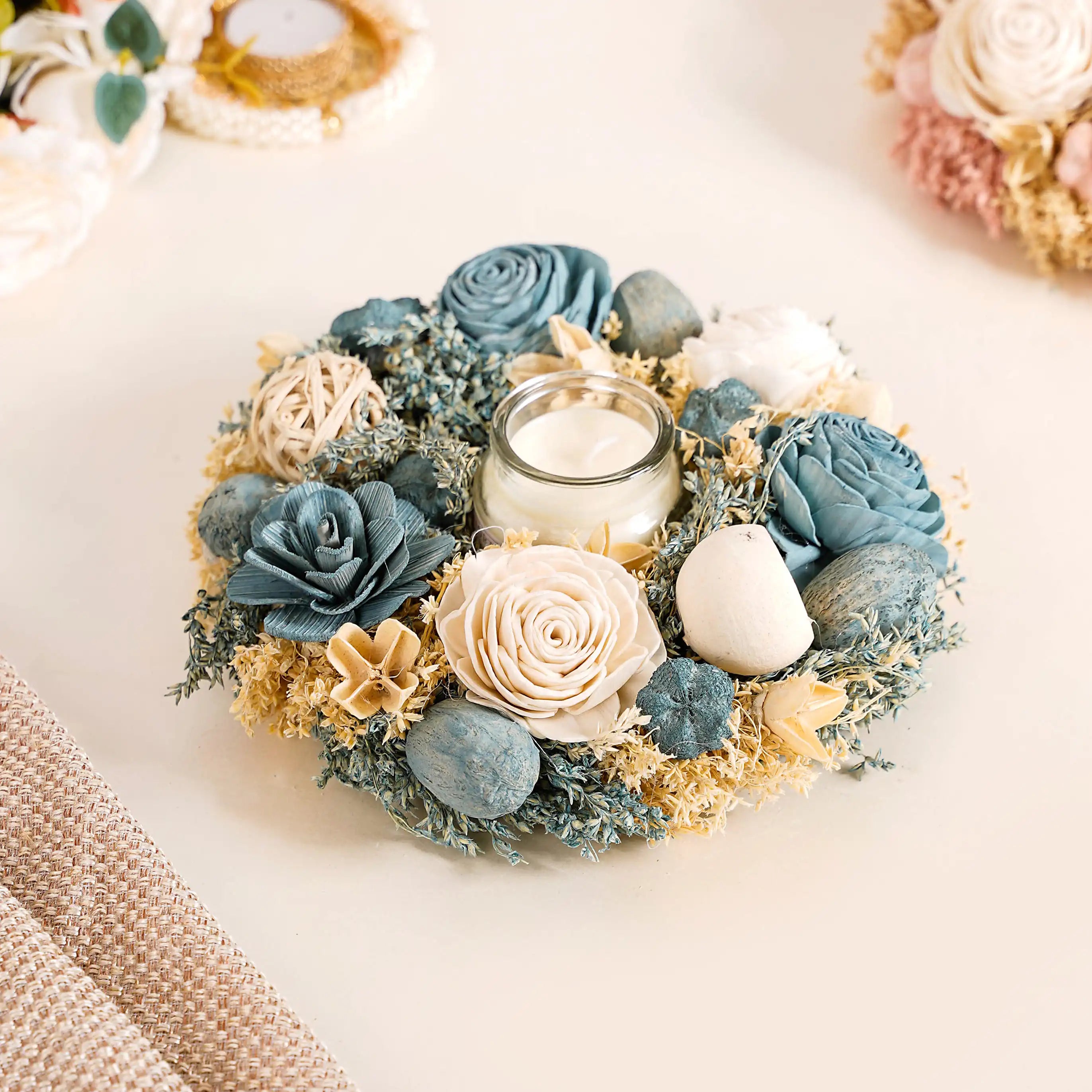 Sustainable Floral Wreath Garland Blue