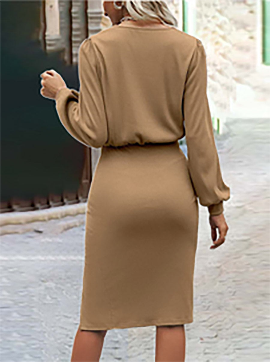 Threaded Split Long Sleeve Dress(6 colors)