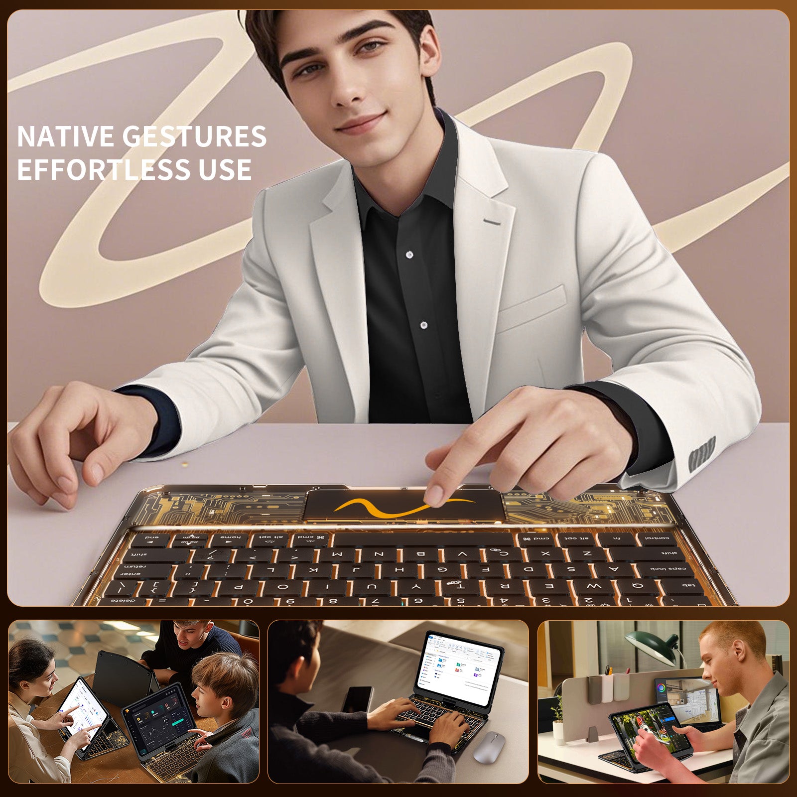 Transparent  iPad keyboard case 360° transparent iPad keyboard