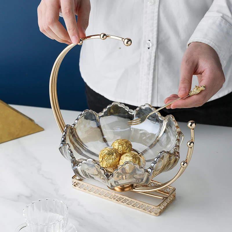 Home Decor Crystal Glass Modern  Living Room House Metal Trays Gold Luxury Other Decoration Home Table Decor For Home