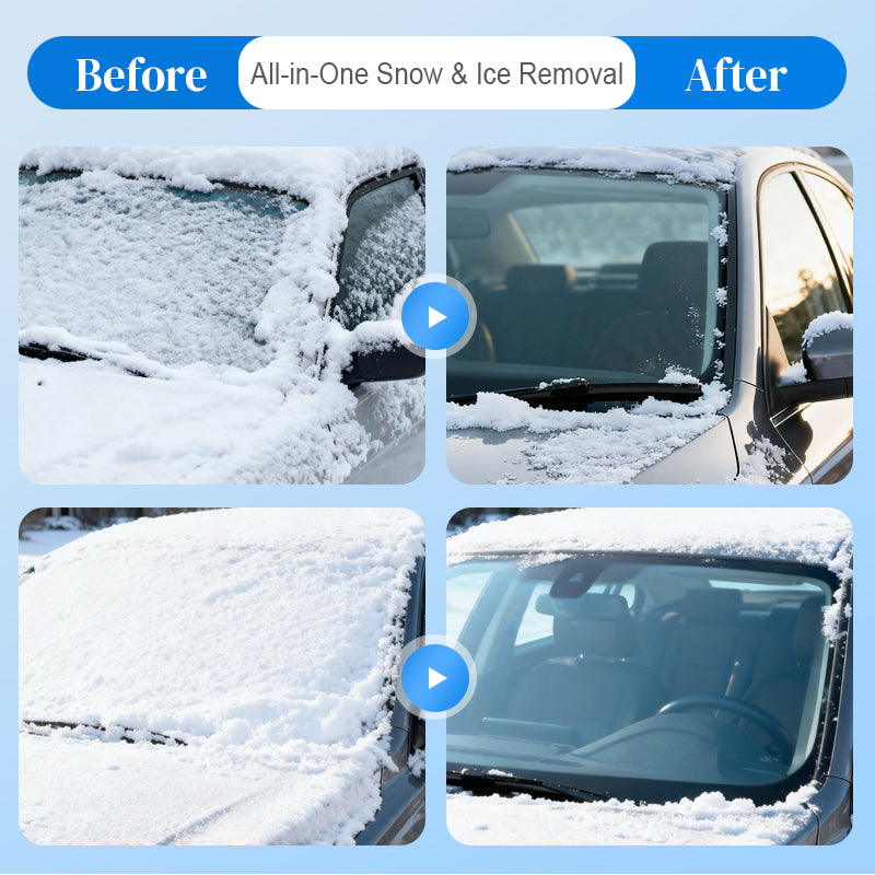 Dual Head Snow Broom with Ice Scraper for Car