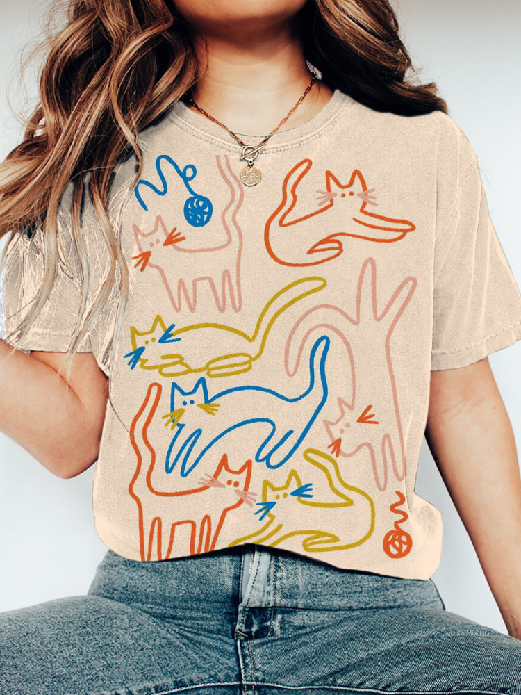 Cat Graffiti Art Short Sleeve T-Shirt
