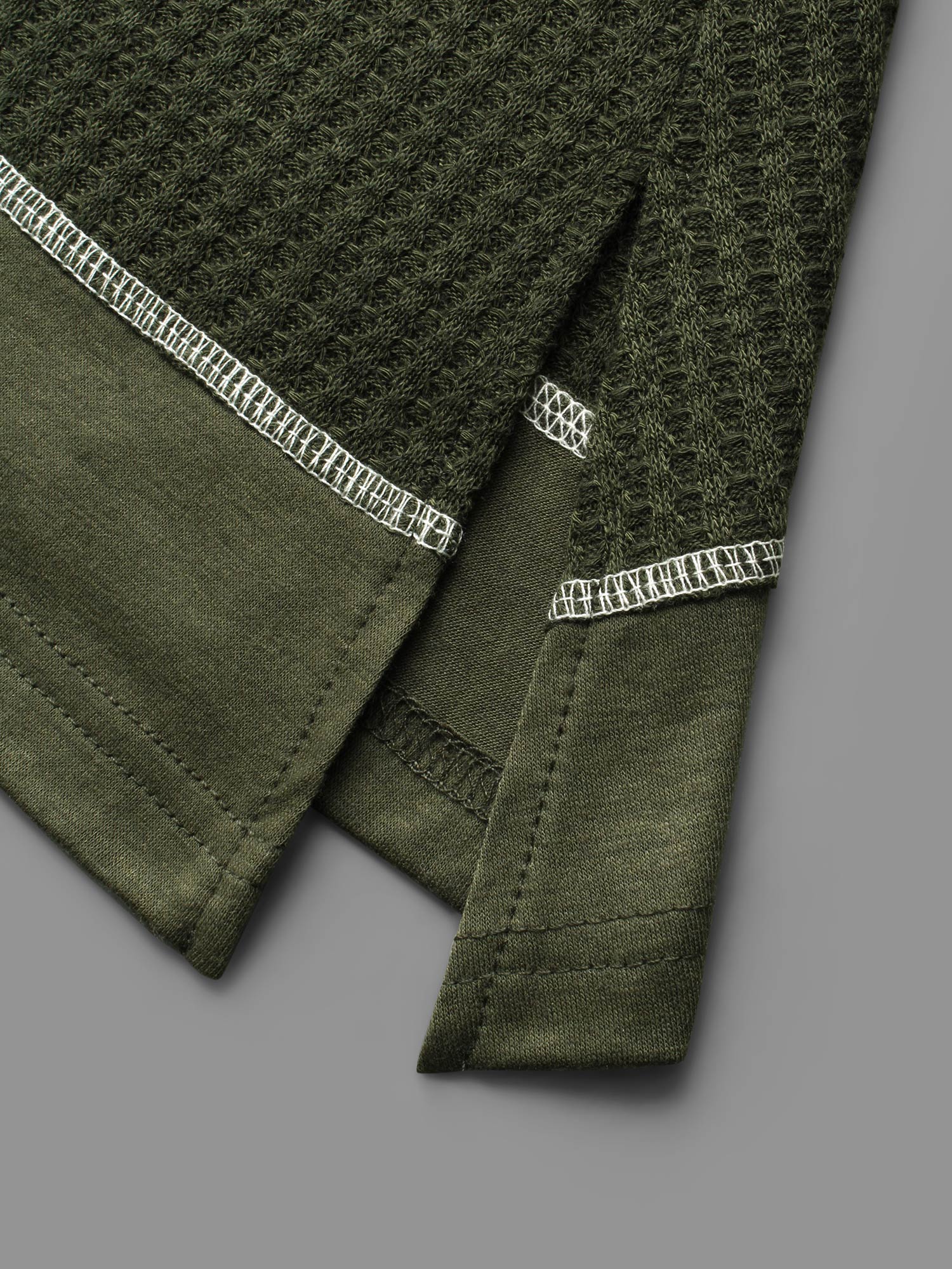 Waffle Knit Patchwork Topstitching Tank Top