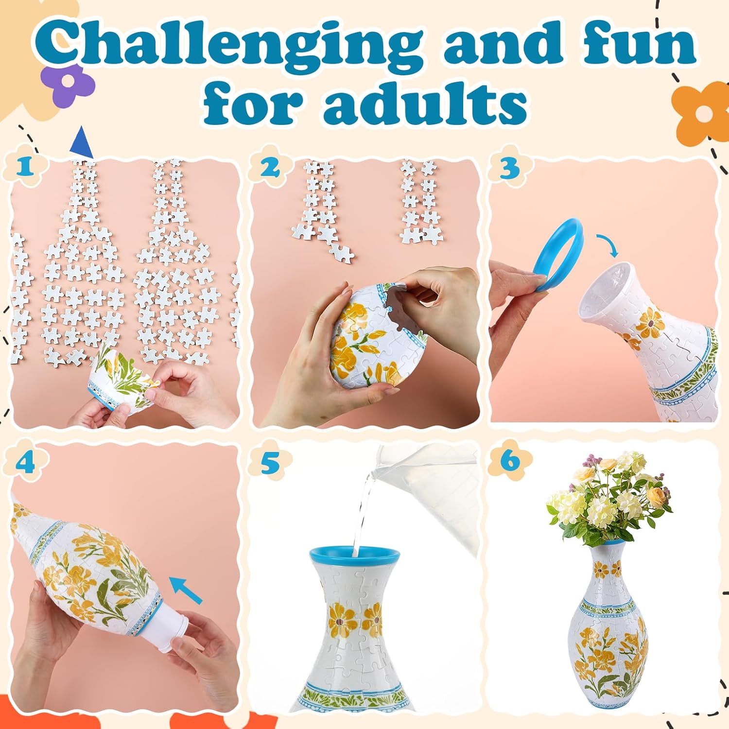 Unique 3D Puzzle - 160 Pieces of Puzzle Flower Vase, Plum Blossom Themed Art Projects Gift