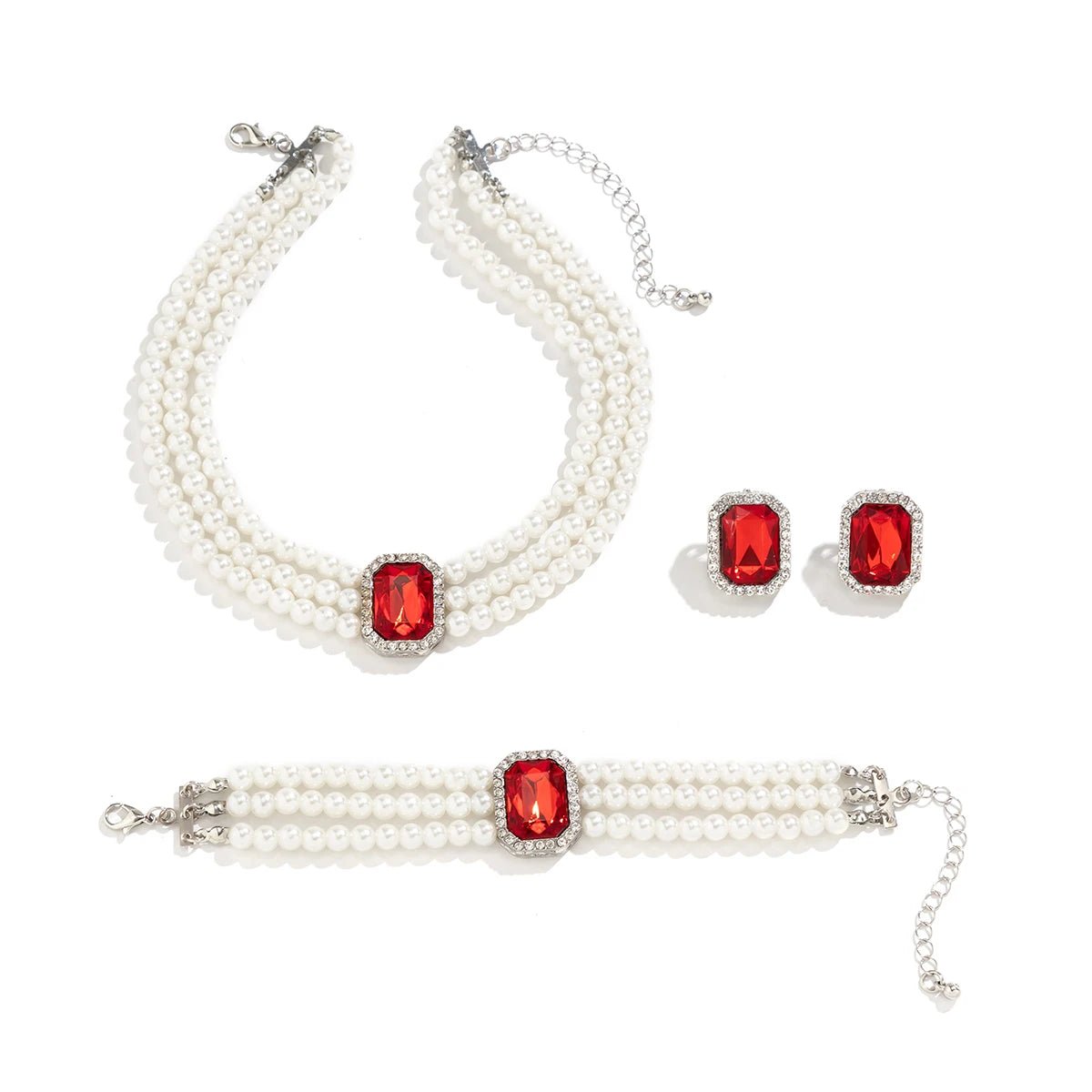 Elegant Pearl Diamond Necklace. Bracelet. and Earring Set