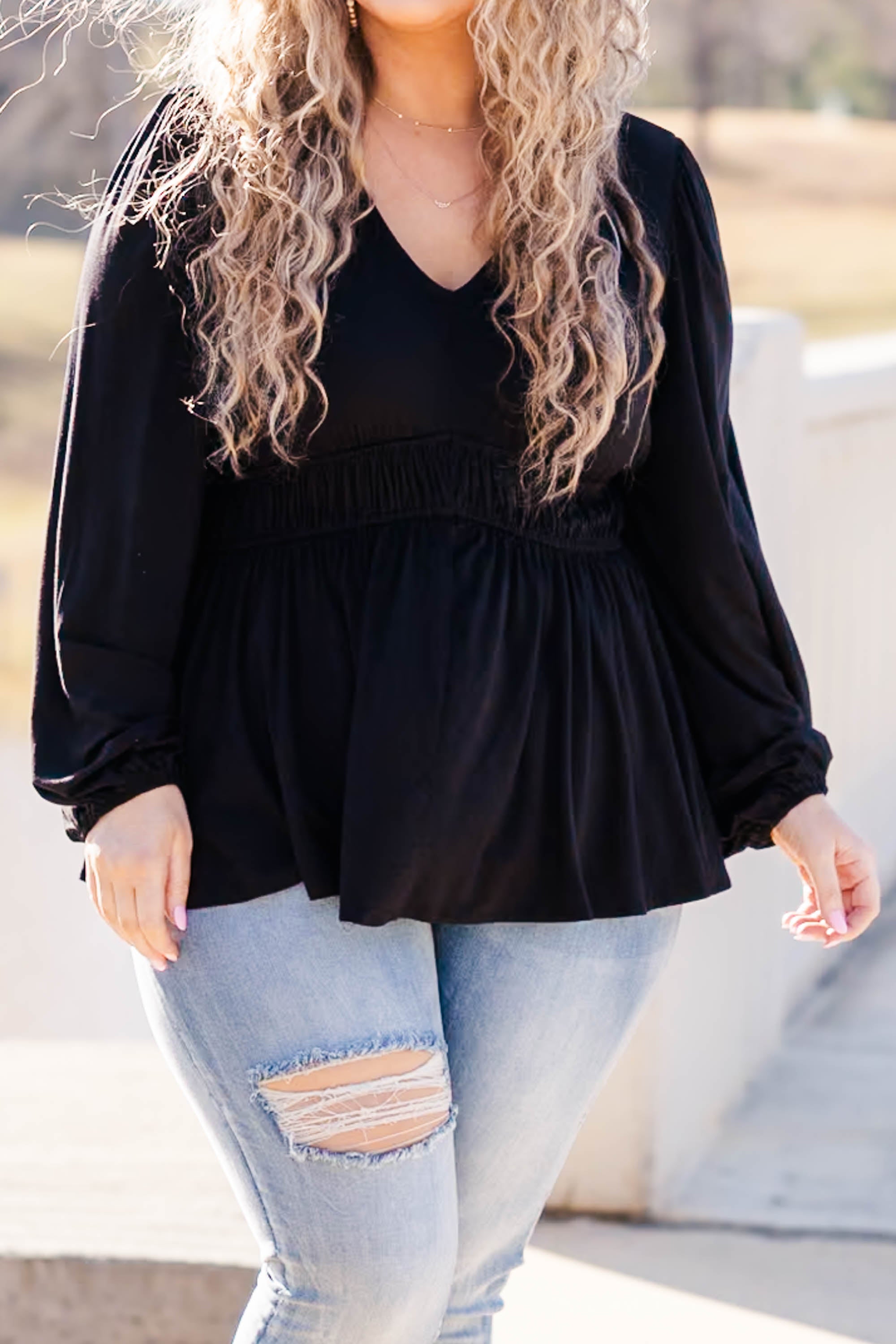 Come On An Adventure With Me Top. Black