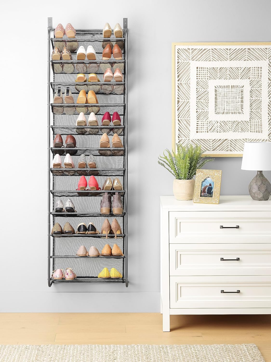 Over the Door Shoe Organizer - Holds up to 36 Pairs of Shoes - Metal & Mesh