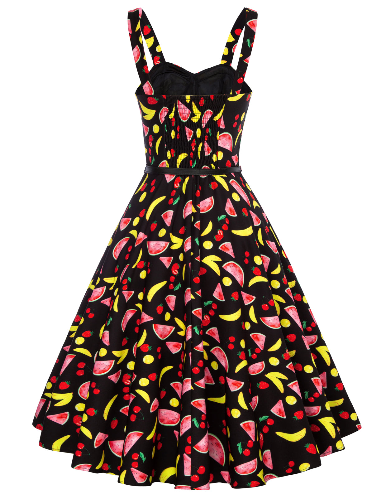 Floral Print Sweetheart Neck Flared A-Line Dress with Belt