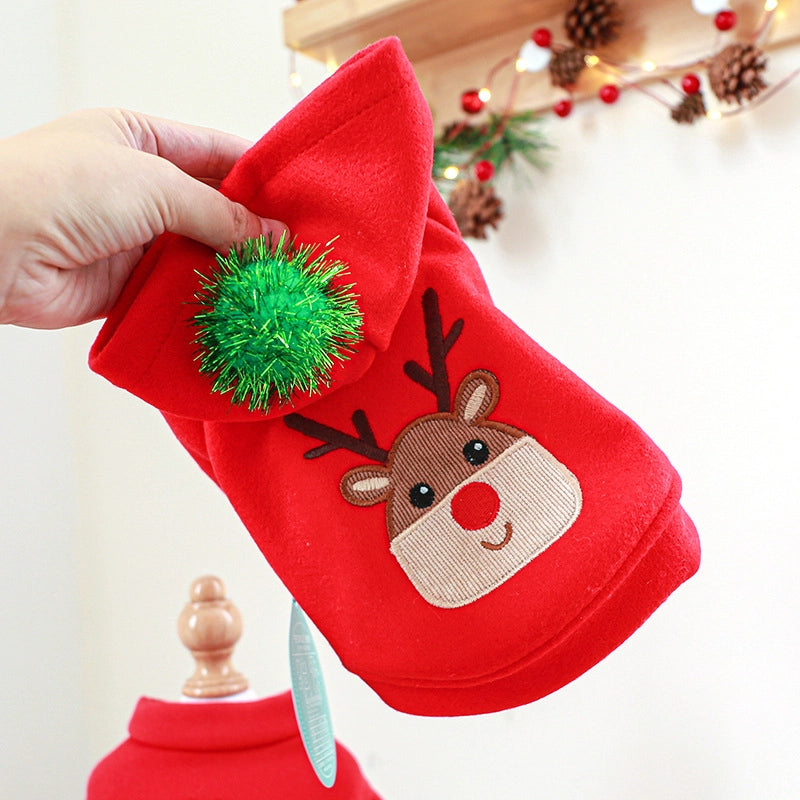 Cute Polyester Christmas Elk Pet Clothing