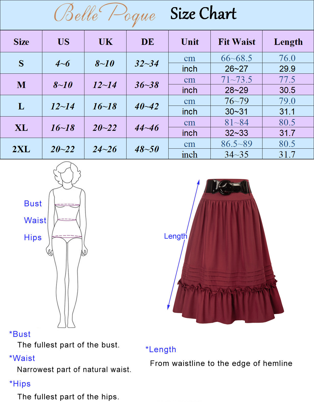 Belt Decorated Skirt Elastic High Waist Tiered  A-Line Skirt