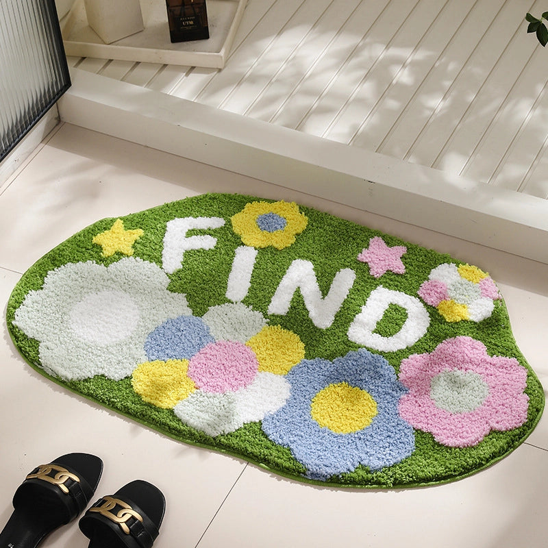 Casual Elegant Floral Flocking Polyester Carpet Bathing