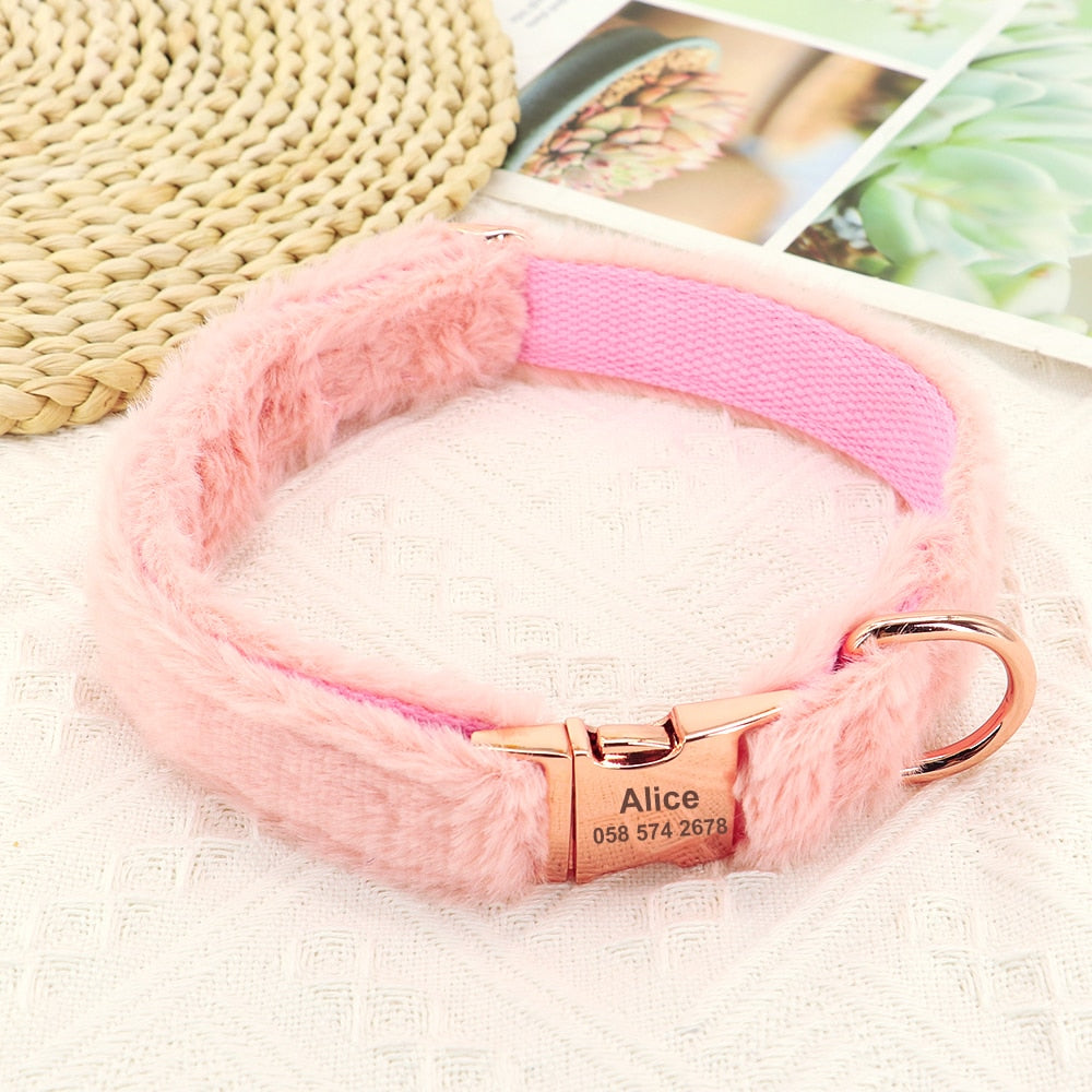 Soft Furry Personalized Dog Cat Collar