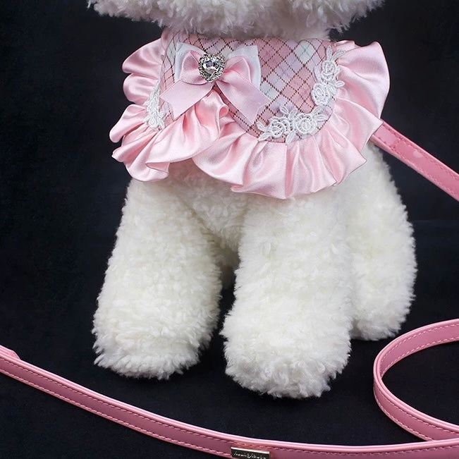 Lace Plaid Bow Pattern Dog Cat Bib Collar