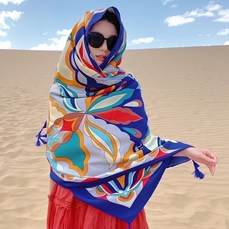 Women's Elegant Printing Cotton And Linen Shawl