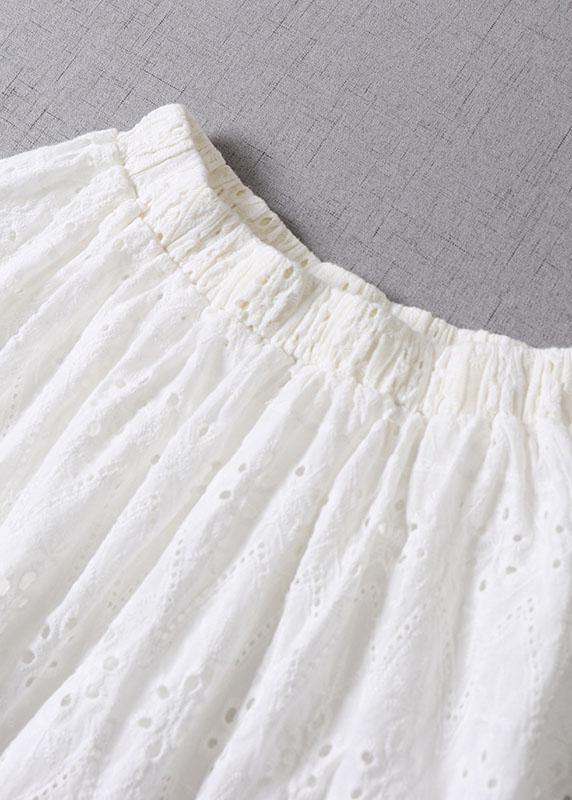 Organic Apricot Hollow Out Embroidered Fall Patchwork Skirts