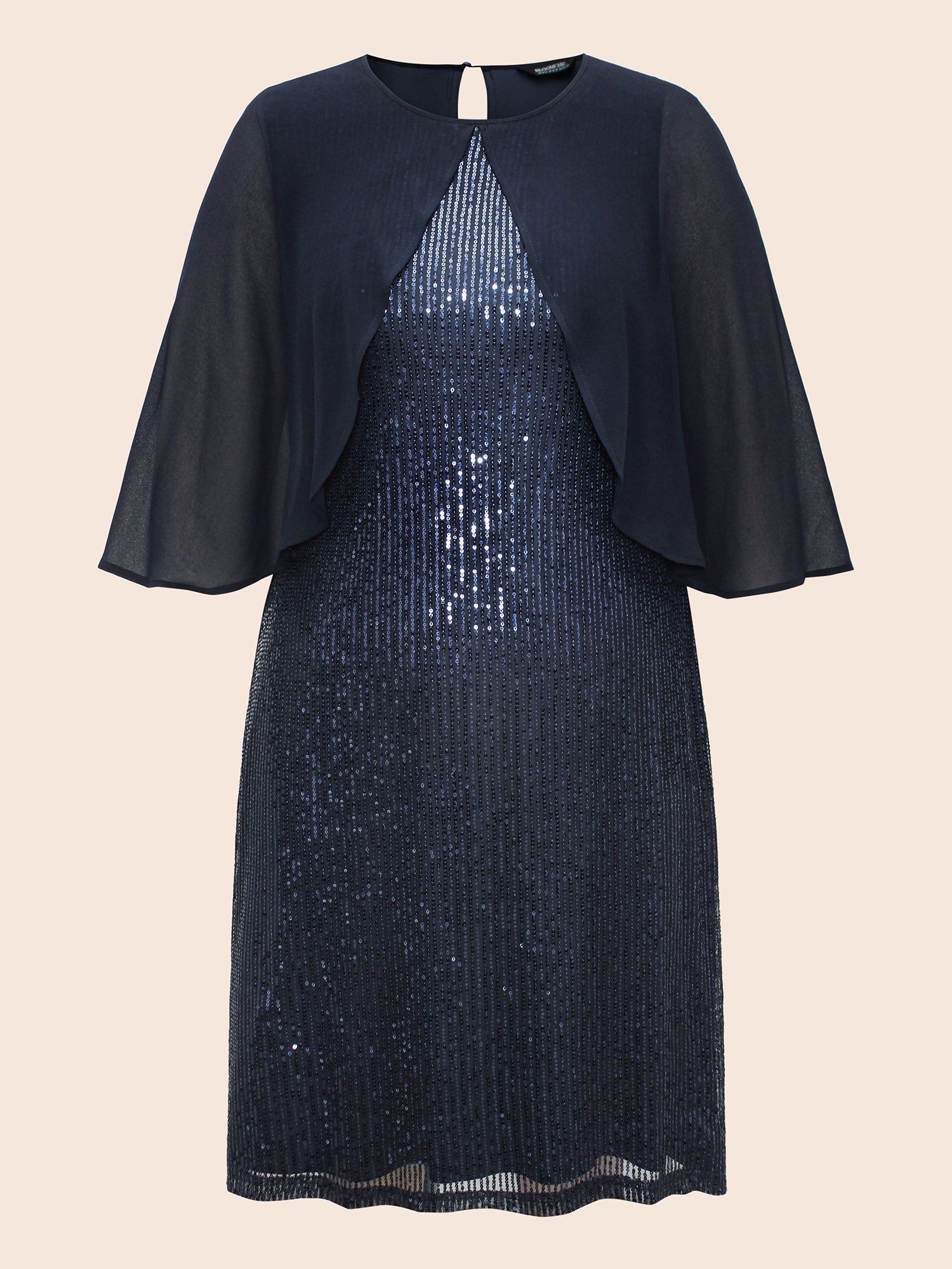 Sequin With Mesh Cape Dress