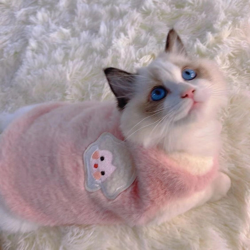 Cute Rabbit Plush Solid Color Pet Clothing