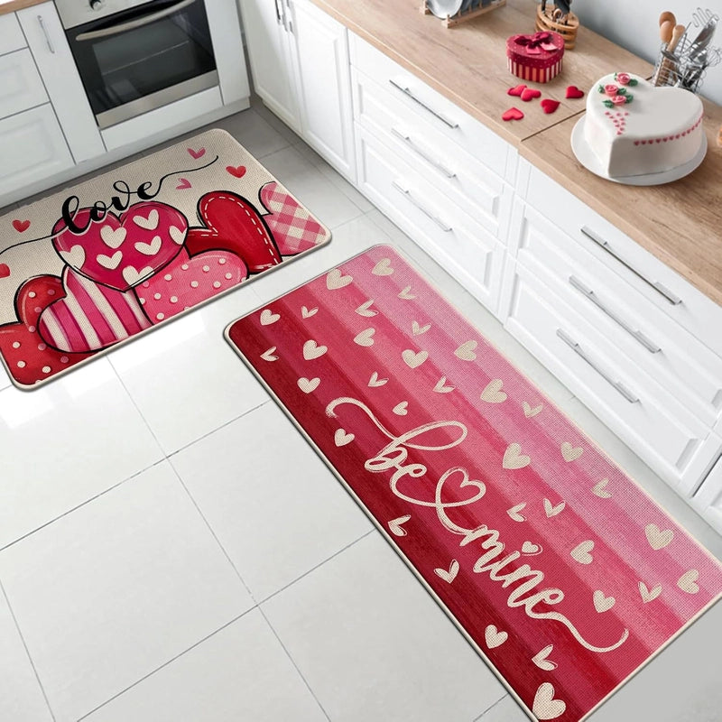 Valentine'S Day Casual Elegant Stripe Heart Shape Polyester Carpet Bathing