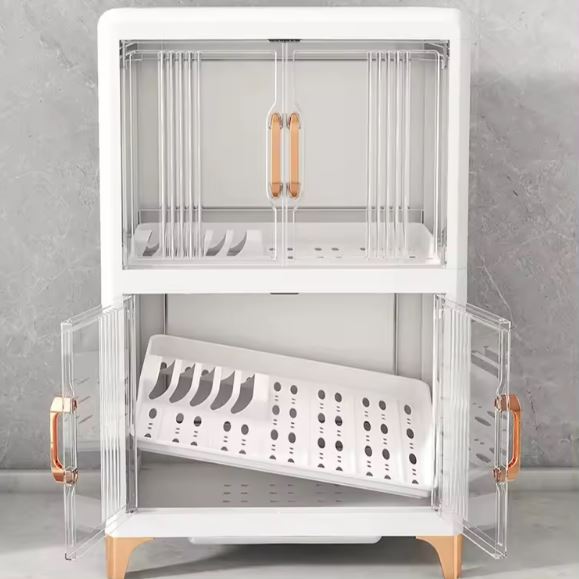 Desktop Large Capacity Bowl Storage Cabinet With Drain Rack Dish
