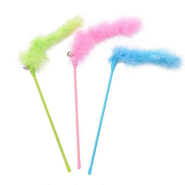 Faux Feather Wand Toys For Cats