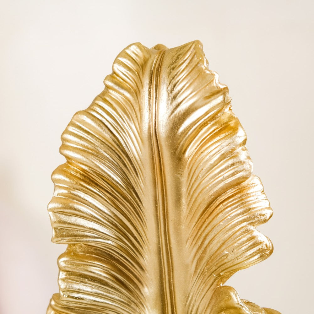Gold Leaf Feather Resin Showpiece