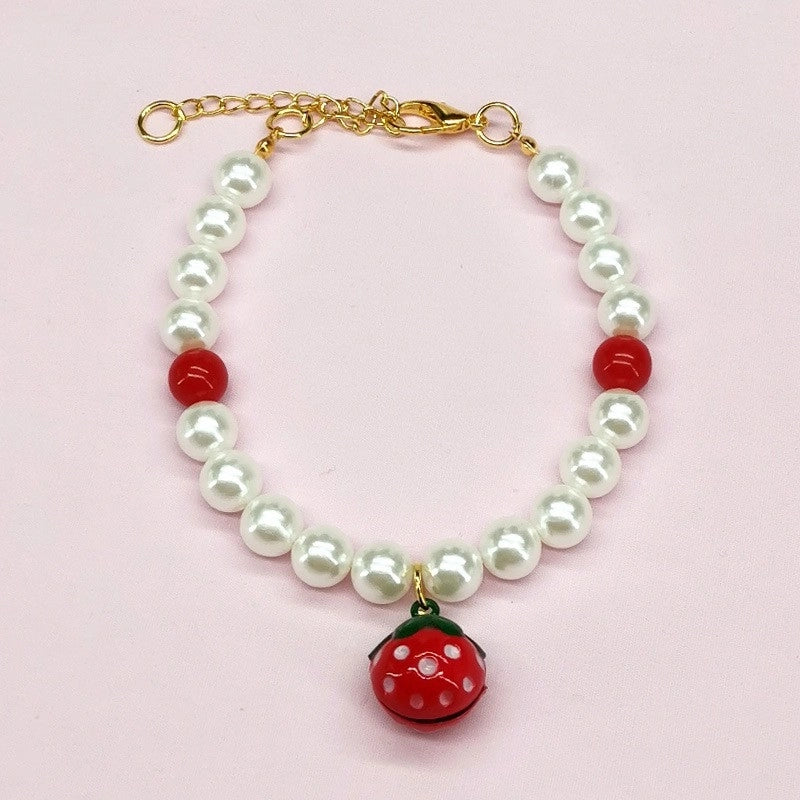 Cute Metal Strawberry Bow Knot Pet Accessories