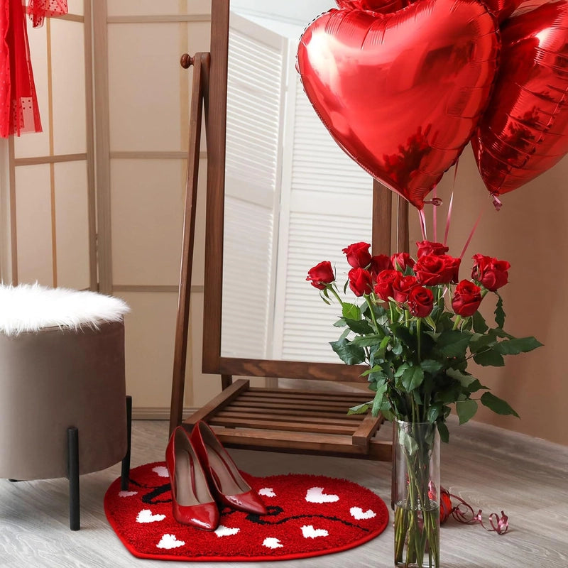 Valentine'S Day Casual Elegant Letter Heart Shape Polyester Carpet Bathing
