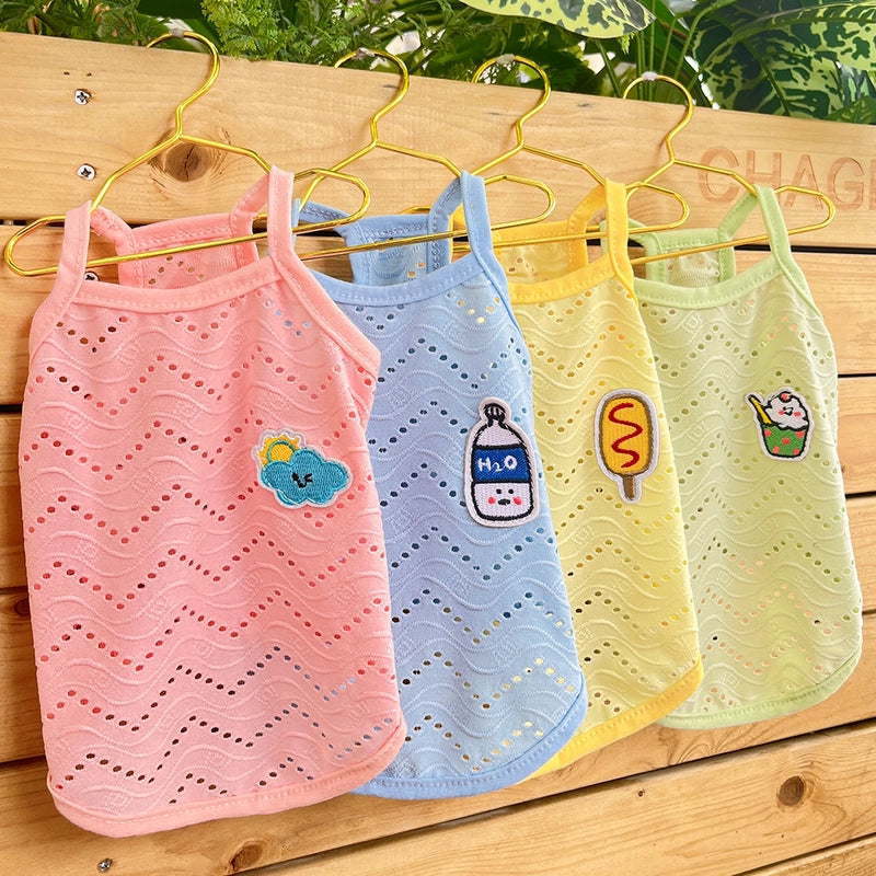 Spring And Summer Puppy Clothes Simple Sling Thin Breathable Small Dog Two-legged Pet Cat Clothes