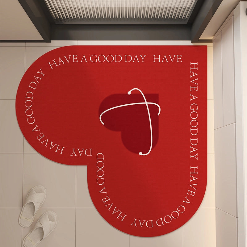 Casual Elegant Heart Shape Diatom Ooze Floor Mat Bathing