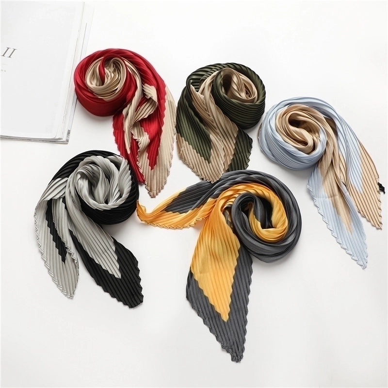 Unisex Streetwear Color Block Satin Printing Silk Scarf