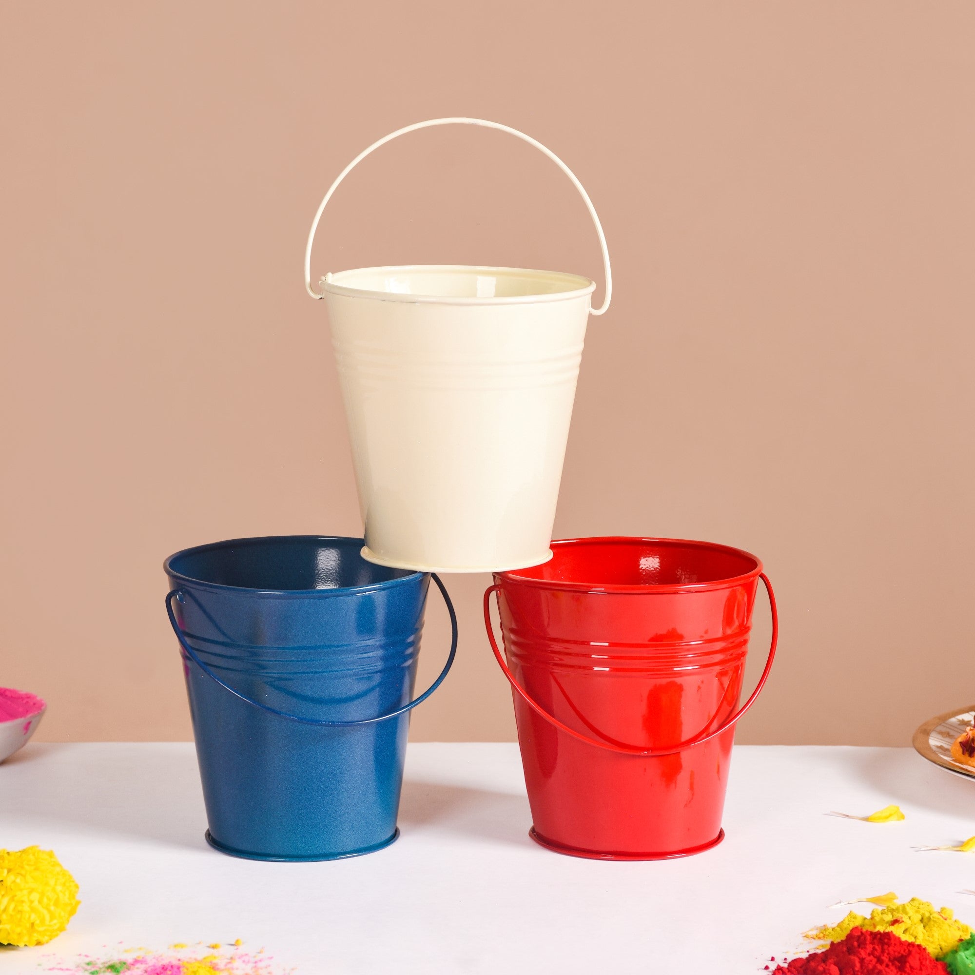 Colourful Metal Bucket Set Of 3
