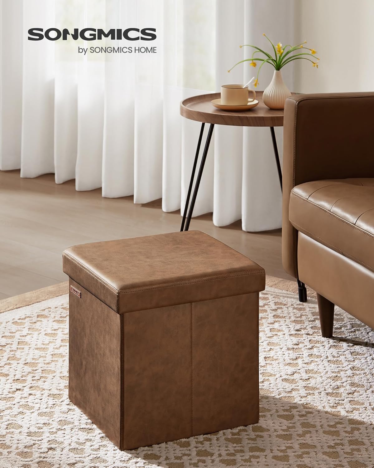 SONGMICS Mazie Collection - 43 Inches Folding Storage Ottoman Bench