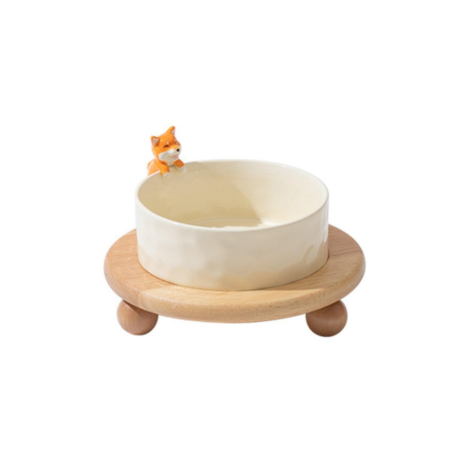 Nordic-style 3D Sculpture Ceramic Cat and Small Dog Bowl