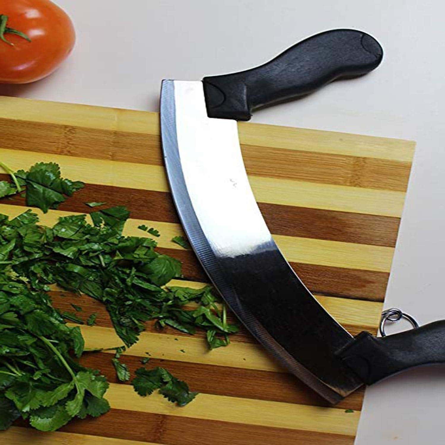 Half Moon Knife. Stainless Steel Knife. Mezzaluna Chopper