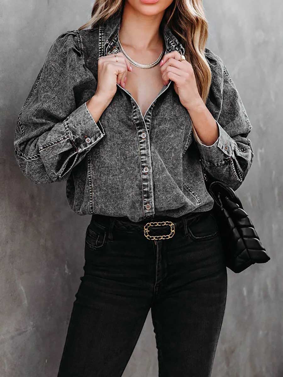 Casual Fashion Loose Long Sleeve Denim Shirt