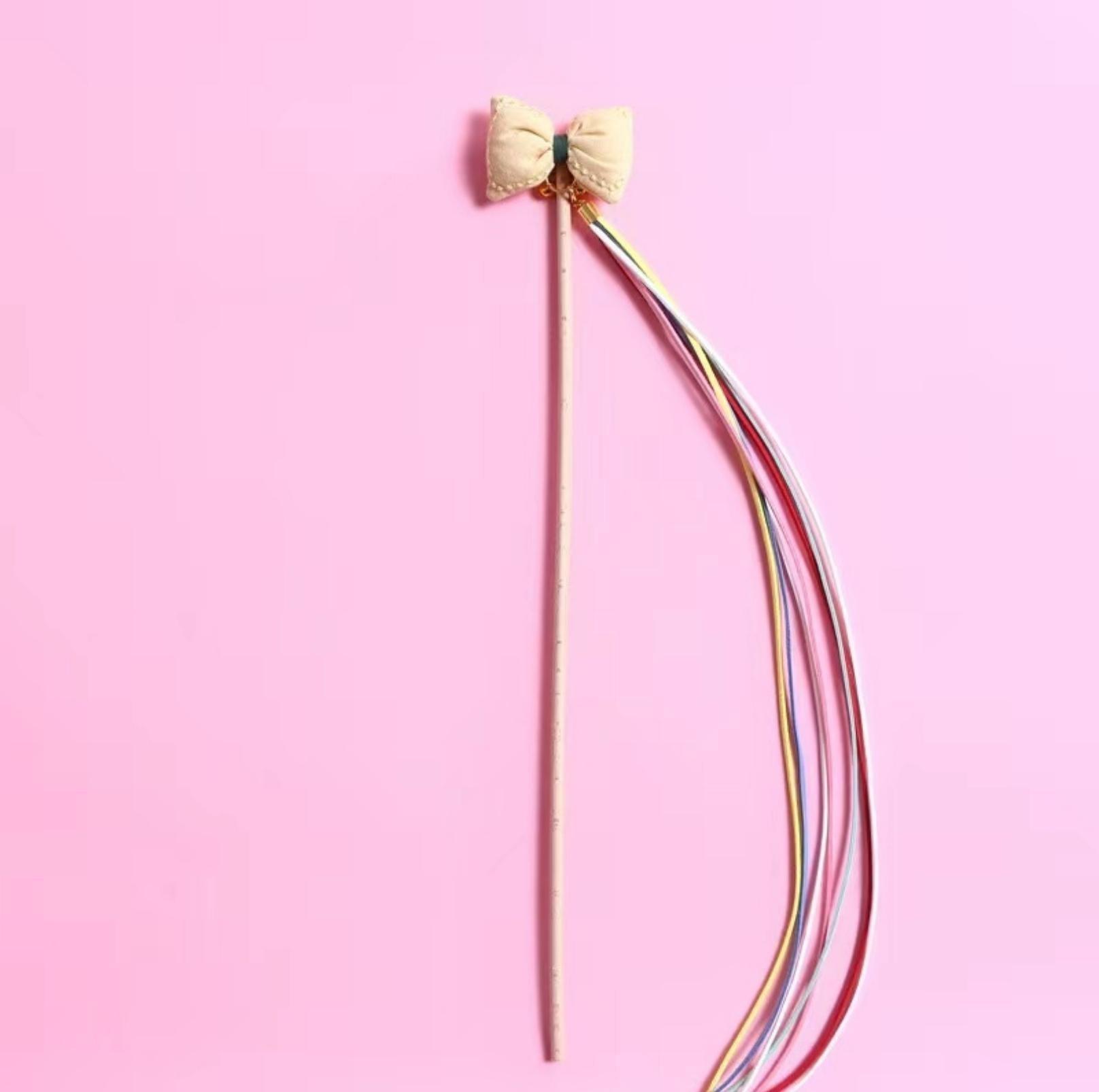 Bow Style Cat Stick With Long Tassel Cat Toy for Interactive Play