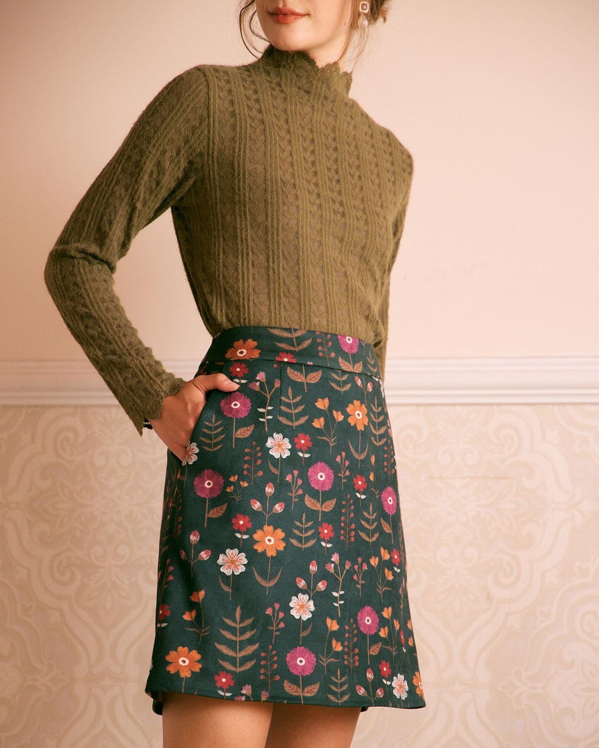 The Mock Neck Textured Long Sleeve Knit Top