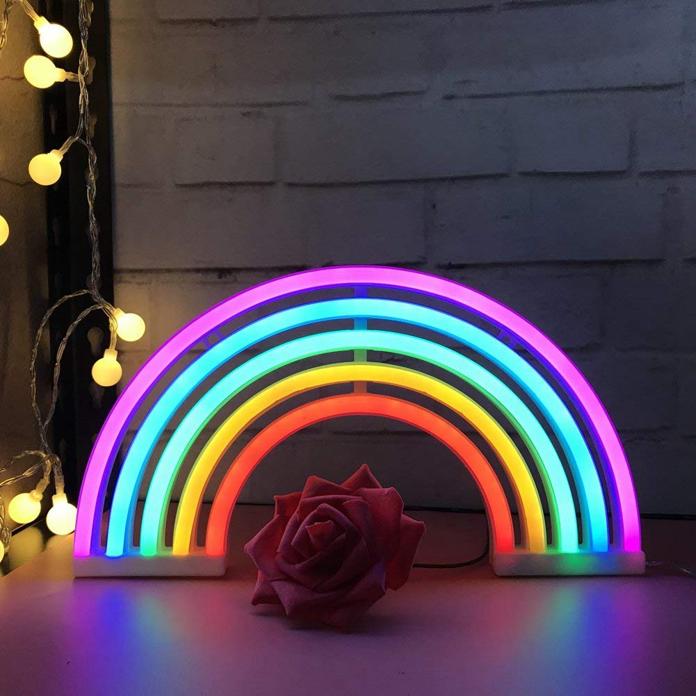 New Cute Rainbow Neon Sign LED Rainbow Light Lamp for Dorm Decor