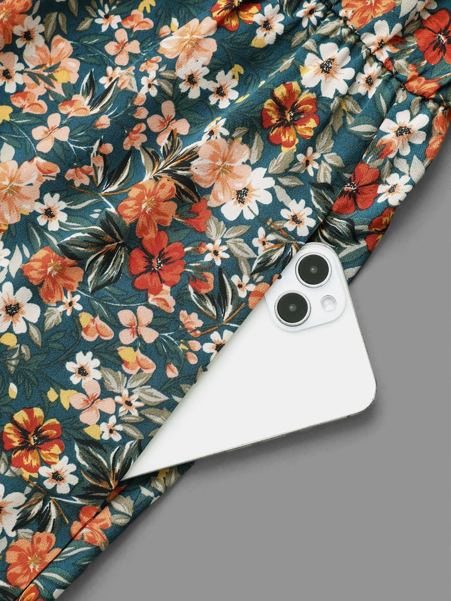 Ditsy Floral Adjustable Straps Elastic Waist Dress