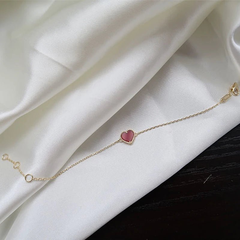 S925 Dainty Heart Chain Bracelet