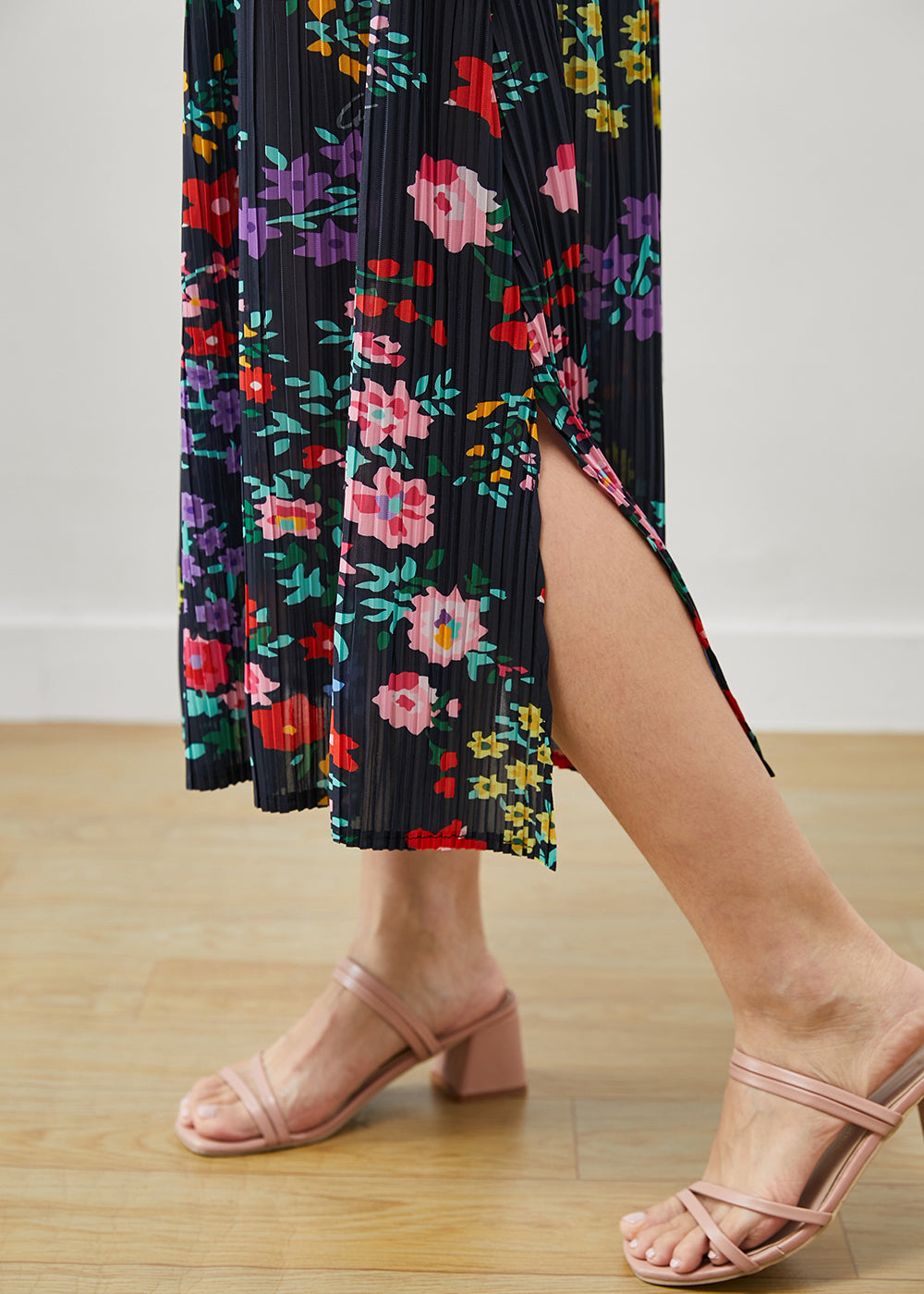 Black Print Side Open Cotton Vacation Skirts Summer