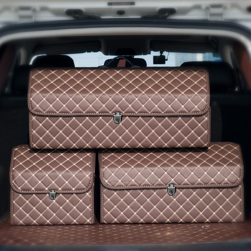 Portable Car Trunk Organizer Box Large Capacity Multiuse Tools Storage Bag Stowing Tidying Leather Folding