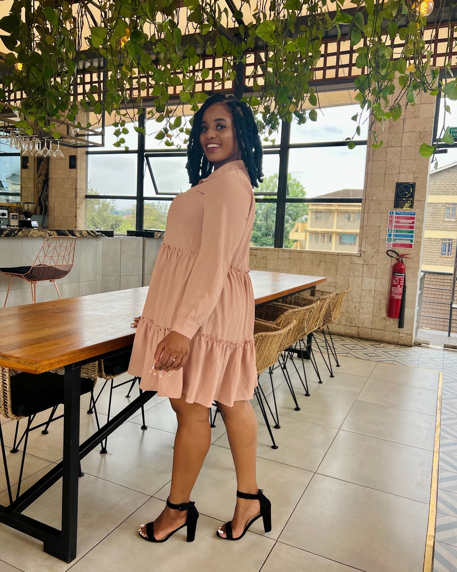 Khaki Button Down Shirtdress