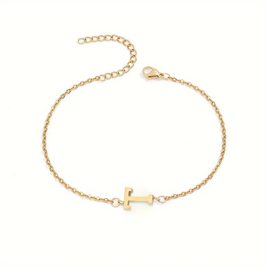 Dainty Feminine Letter Initial Chain Bracelet
